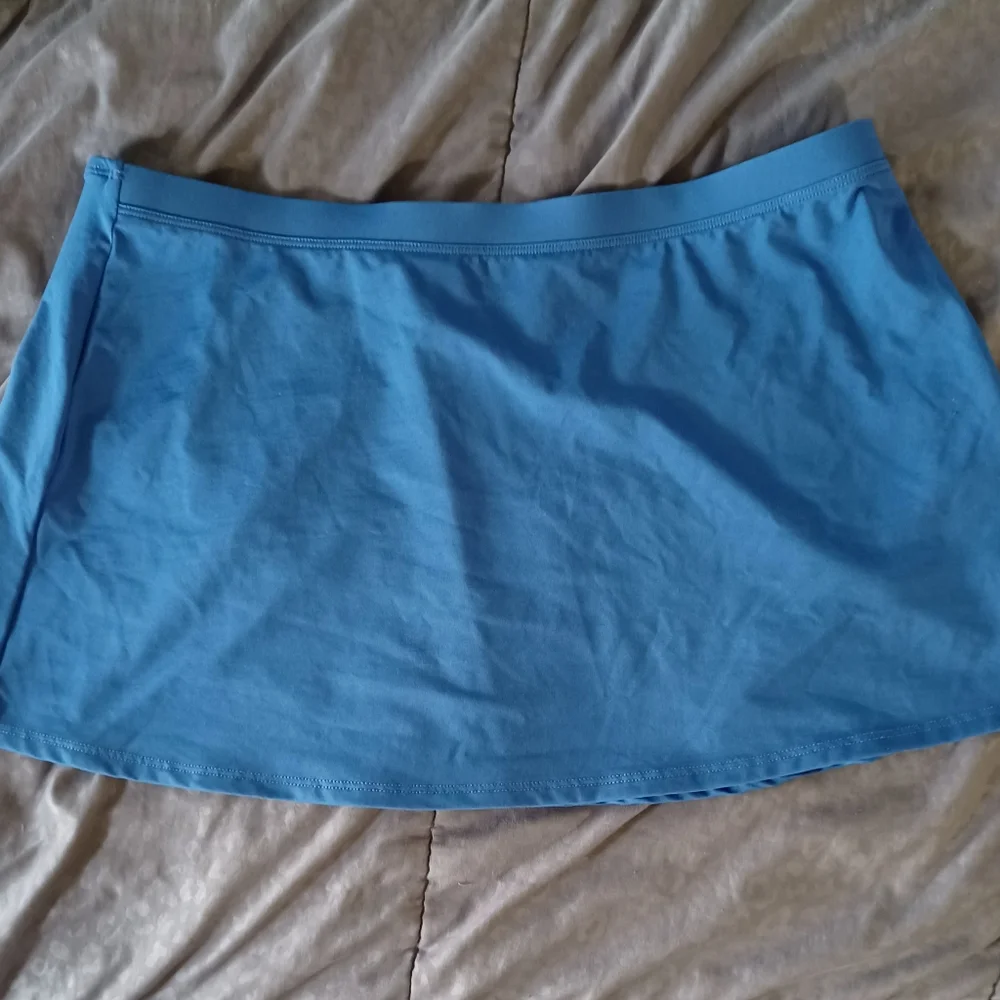 Anne Cole One Piece Bathing Suit Blue EUC Size 12 with separate swim skirt